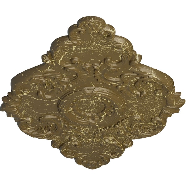Piedmont Ceiling Medallion, Hand-Painted Mississippi Mud Crackle, 37W X 26H X 1 3/8P